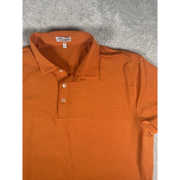 Peter Miller Summer Comfort Orange Tone Stripe Performance Golf Polo Shirt XL - Picture 2 of 9